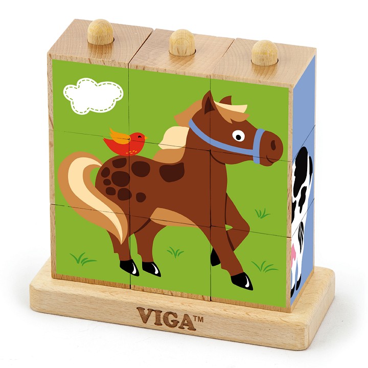 Stacking cube puzzle - farm animals - 9 pieces